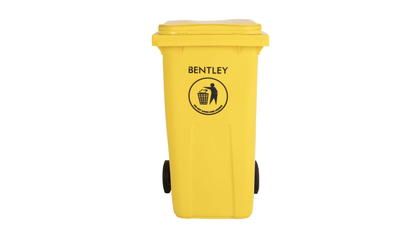RS PRO 240L Yellow Flip HDPE Waste Bin RS