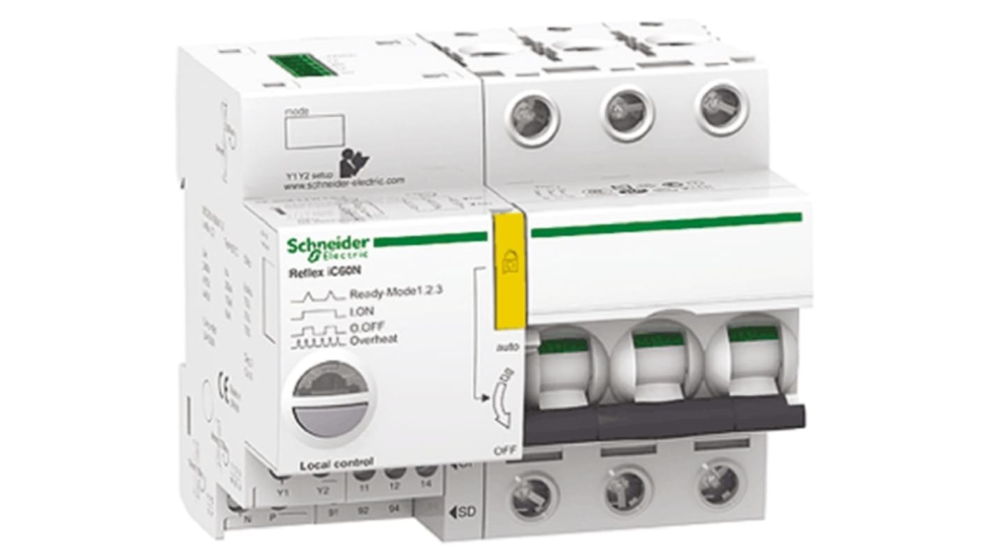 Schneider Electric Acti 9 iC60H MCB, 3P, 40A Curve C, 220 → 240V AC, 24V DC, 10 kA Breaking Capacity