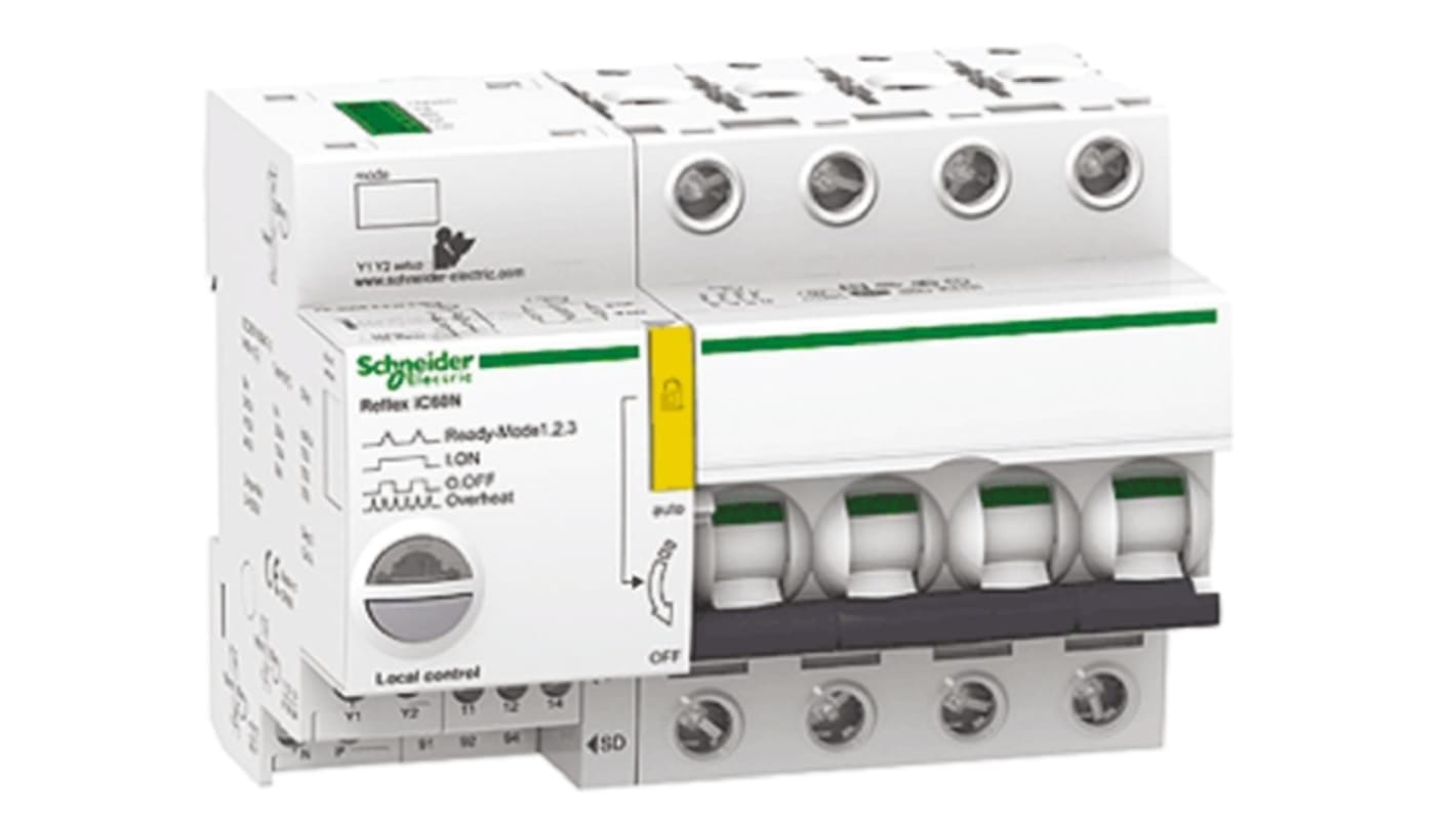 Schneider Electric Acti 9 iC60N MCB, 4P, 63A Curve C, 220 → 240V AC, 24V DC, 6 kA Breaking Capacity