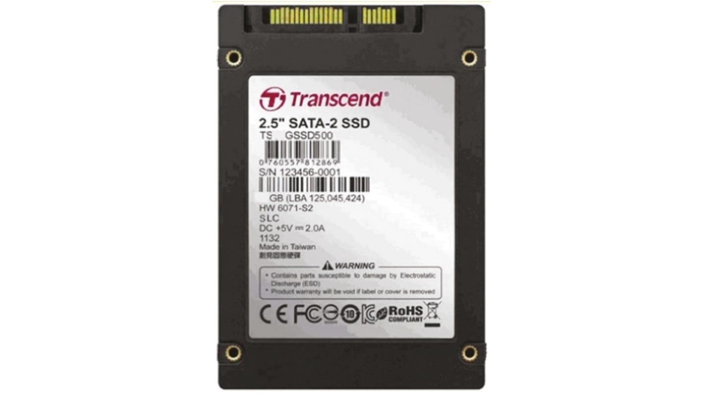 Transcend SSD500, 2,5 Zoll Intern Halbleiter-Festplatte SATA III Industrieausführung, MLC, 32 GB, SSD