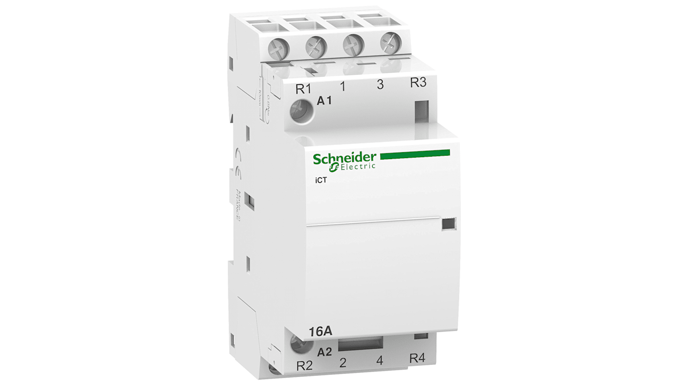 Schneider Electric iCT Series Contactor, 24 V ac Coil, 4-Pole, 16 A, 4NO, 400 V ac