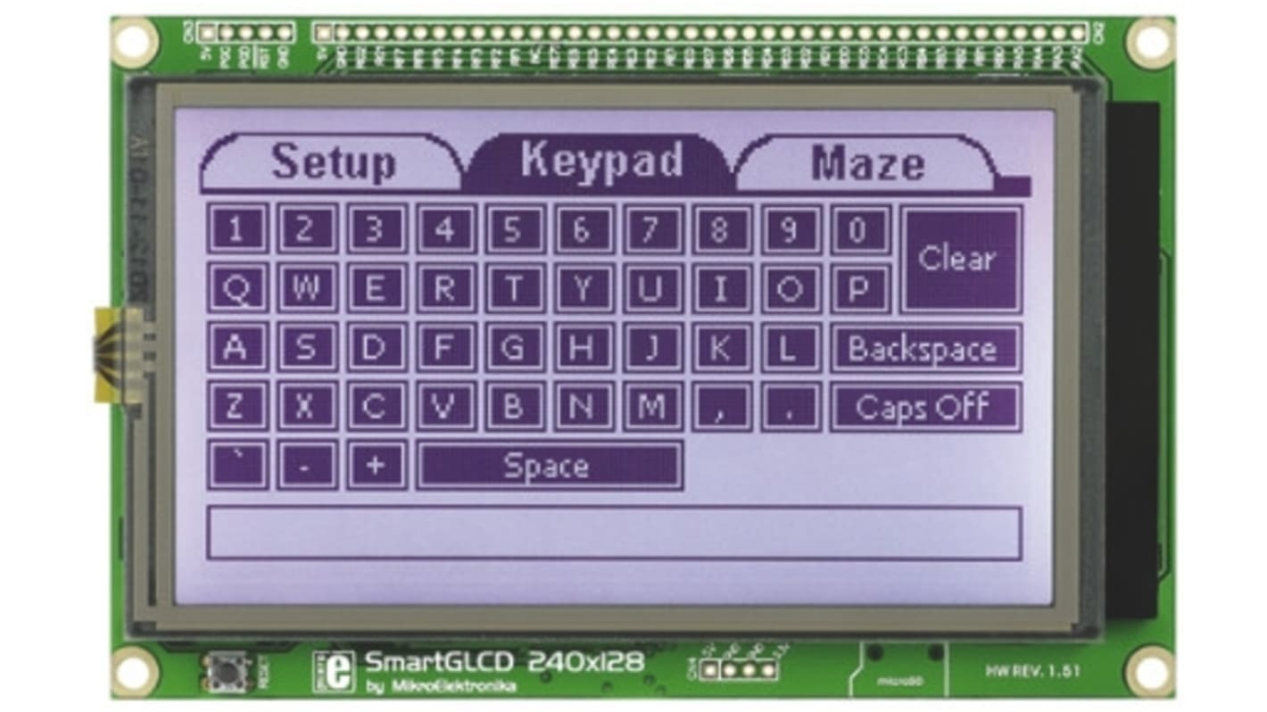 Placa de desarrollo LCD de 4.3pulgada MikroElektronika SmartGLCD 240x128 - MIKROE-762