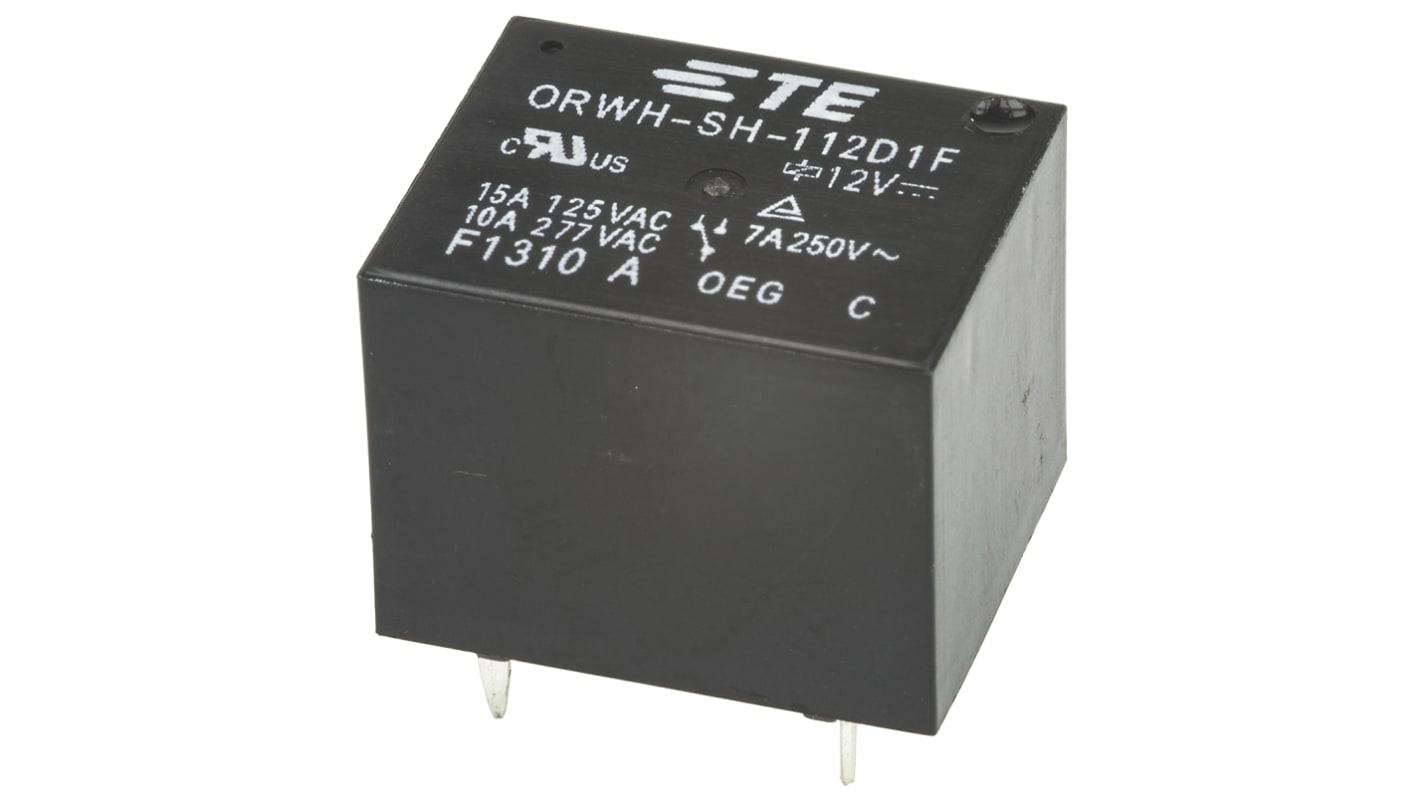 117211503 TE Connectivity PCB Mount Power Relay, 12V dc Coil, 10A