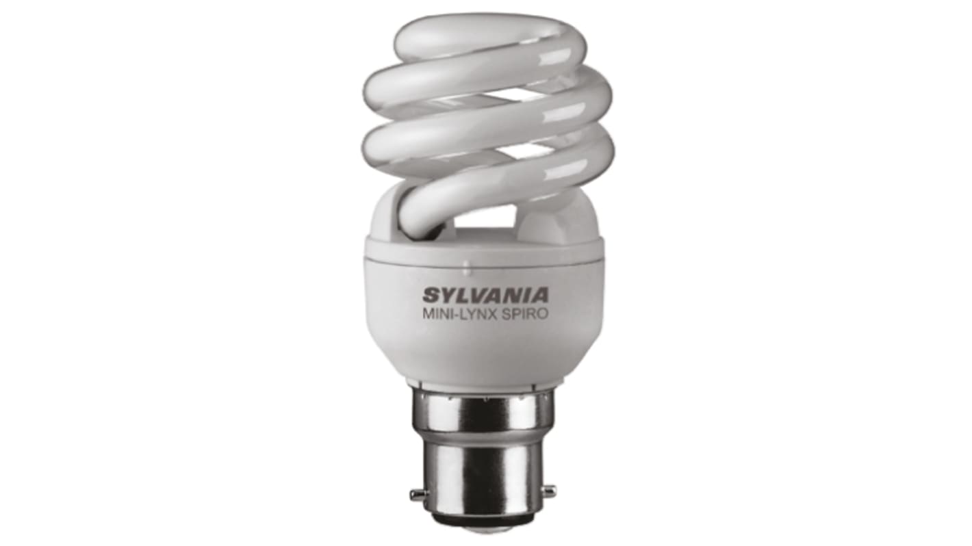 Sylvania Spirale Energiesparlampe, 15 W L. 103 mm, Sockel B22 2700K Ø 45mm