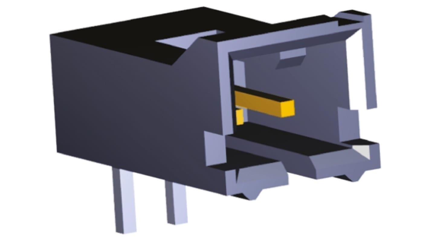 TE Connectivity AMPMODU MTE Series Right Angle Through Hole PCB Header, 2 Contact(s), 2.54mm Pitch, 1 Row(s), Shrouded