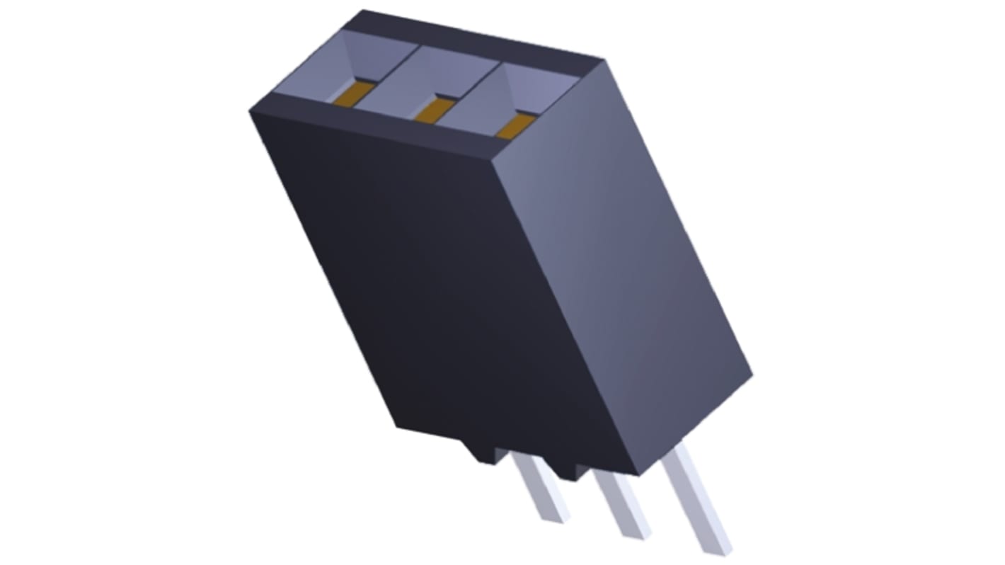 TE Connectivity 基板接続用ソケット 3 極 2.54mm 1 列 スルーホール実装