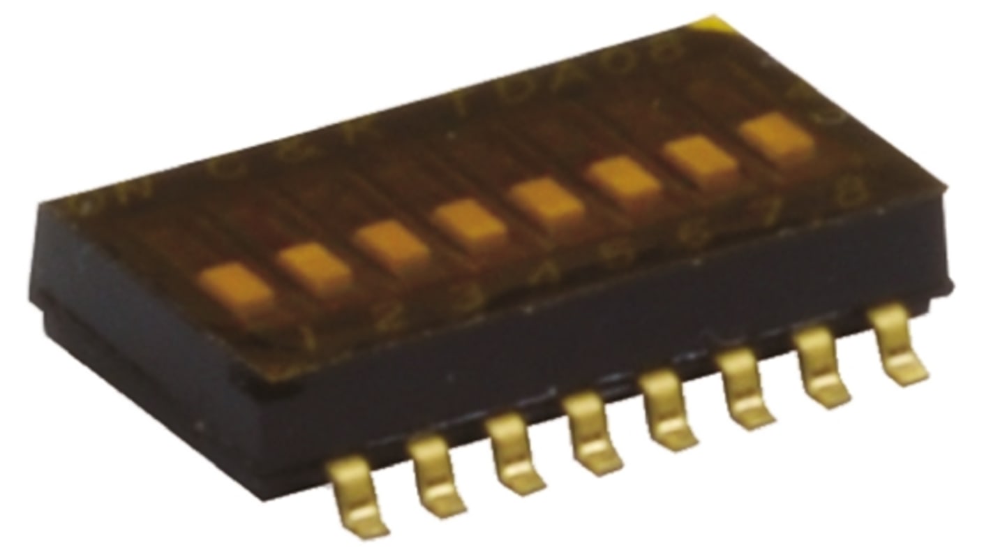 C & K DIP-Schalter Glatt 6-stellig 1-poliger Ein-/Ausschalter, Kontakte vergoldet 25 mA @ 24 V dc, bis +85°C