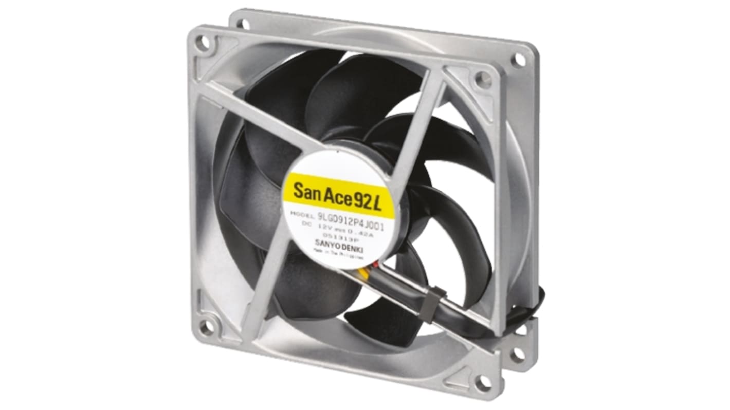 Sanyo Denki San Ace 9LG Series Axial Fan, 12 V dc, DC Operation, 101m³/h, 2.64W, 220mA Max, 92 x 92 x 25mm