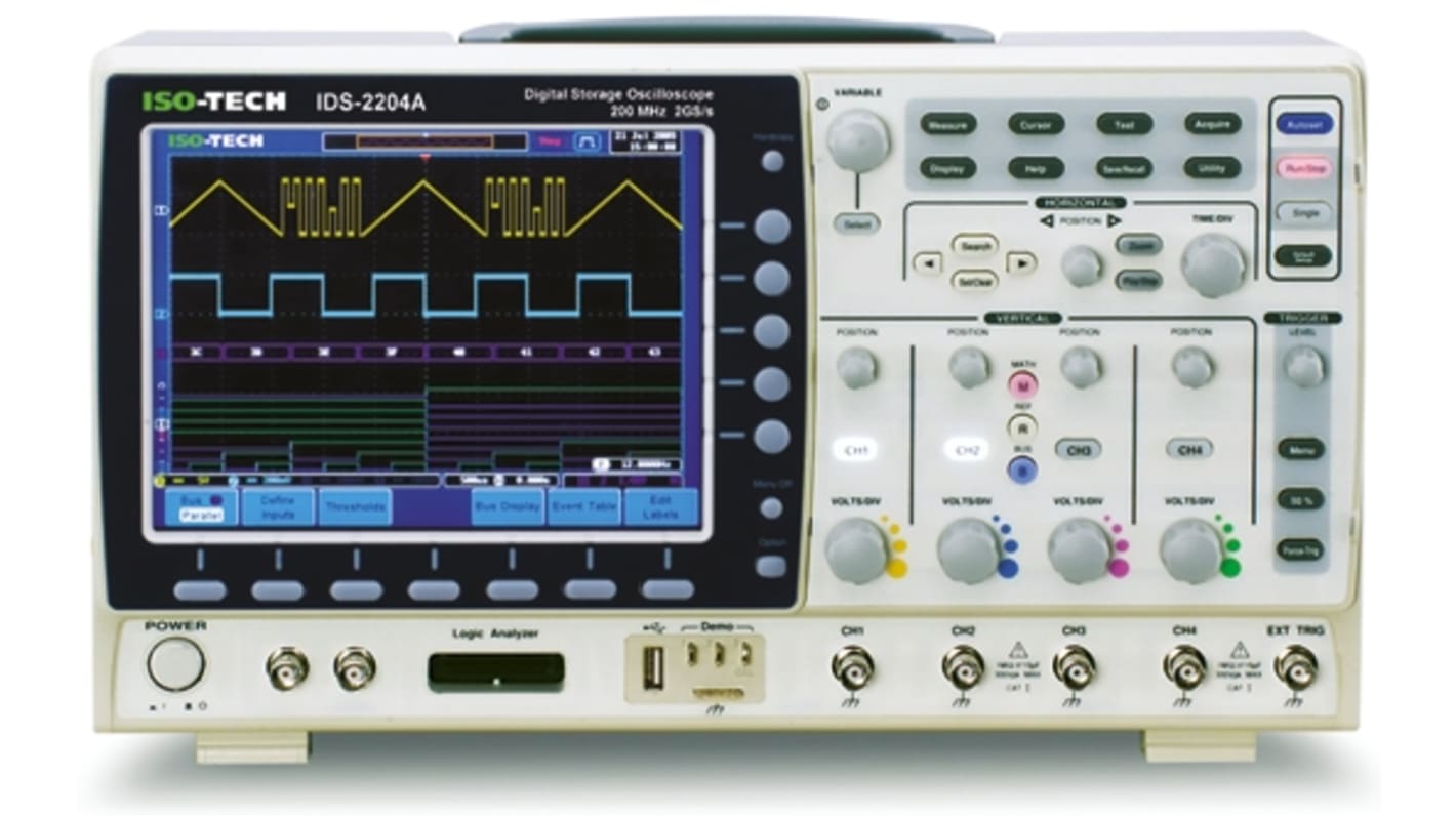 ISO-TECH IDS-2204A IDS-2000 Series Digital Storage Oscilloscope, 200MHz - UKAS Calibrated