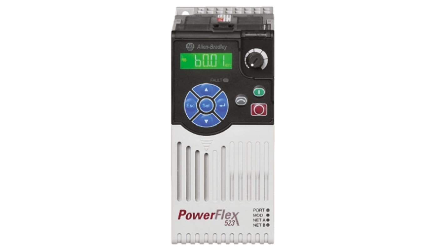 Allen Bradley Inverter Drive, 0.4 kW, 3 Phase, 400 V ac, 1.4 A, PowerFlex 523 Series