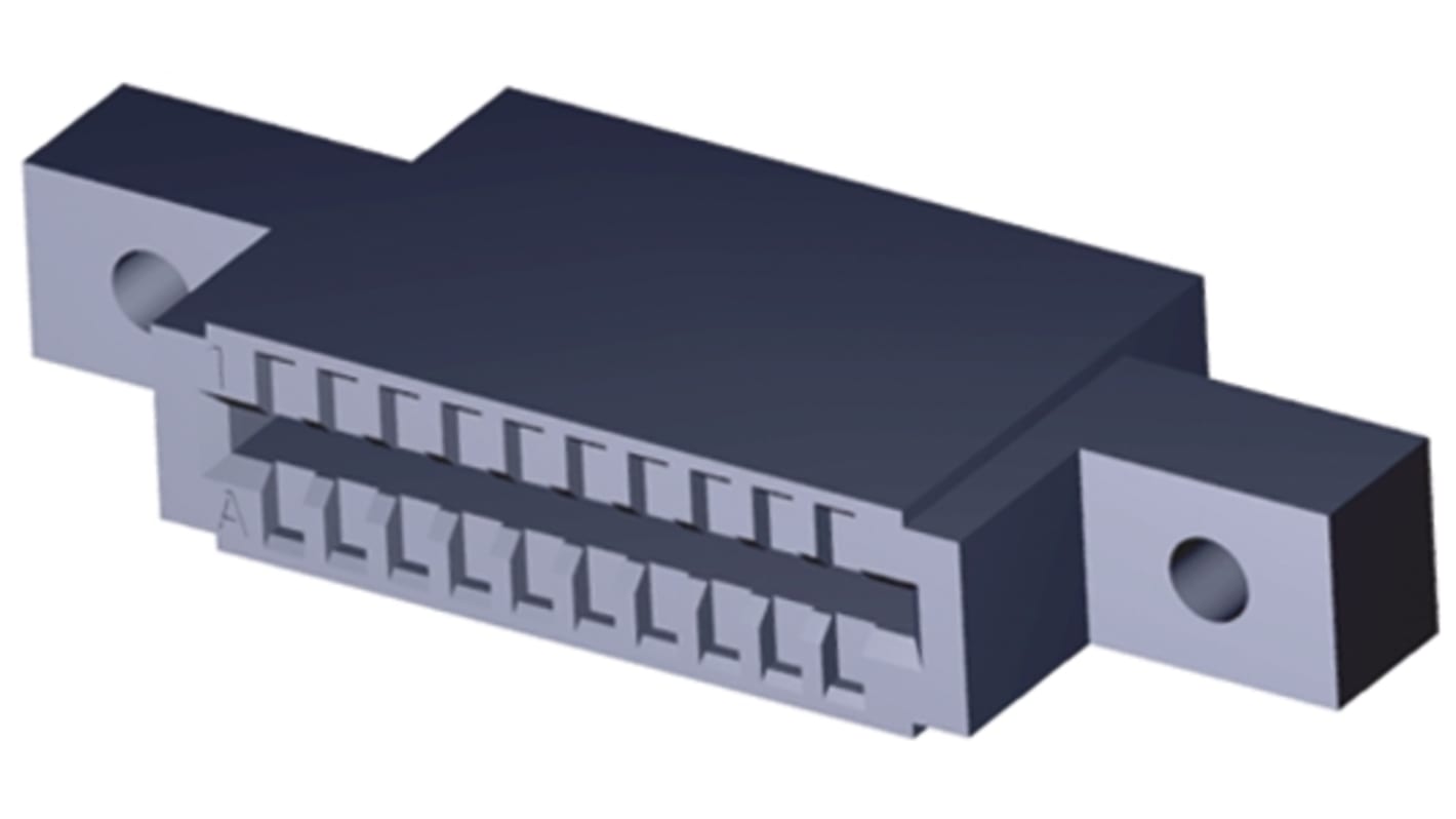 Conector de borde TE Connectivity 583718, paso 2.54mm, 10 contactos, 2 filas, Recto, Montaje en PCB, Hembra