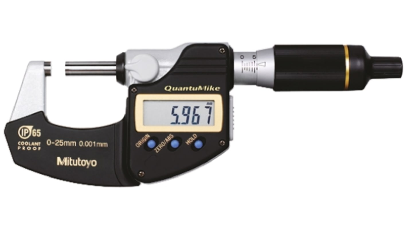 Mitutoyo Digital Mikrometer Spezial-Messschraube Metrisch, 0mm bis 25mm / ±1 μm, ISO-kalibriert