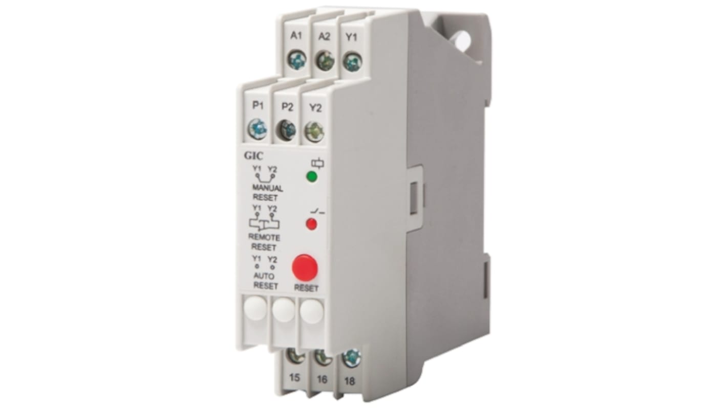MJ93BK GIC Thermistor Motor Protection Monitoring Relay, 3 Phase, DPDT, 220 → 440V ac, DIN