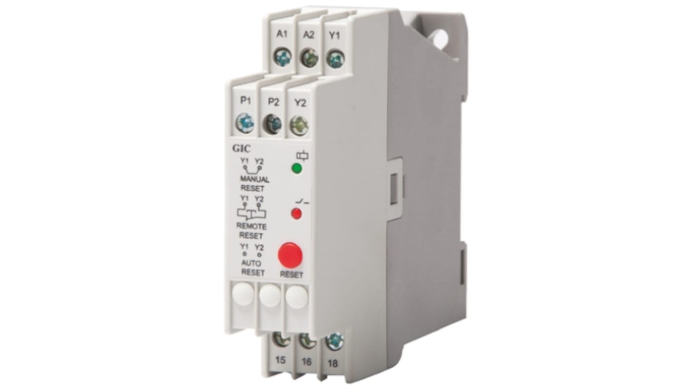 GIC Thermistor Motor Protection Monitoring Relay, 3 Phase, DPDT, 220 → 440V ac, DIN Rail