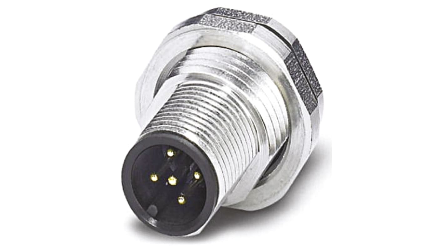 Conector circular Phoenix Contact macho serie SACC de 5 vías macho, tamaño carcasa M12, Montaje en Panel, IP65, IP67,