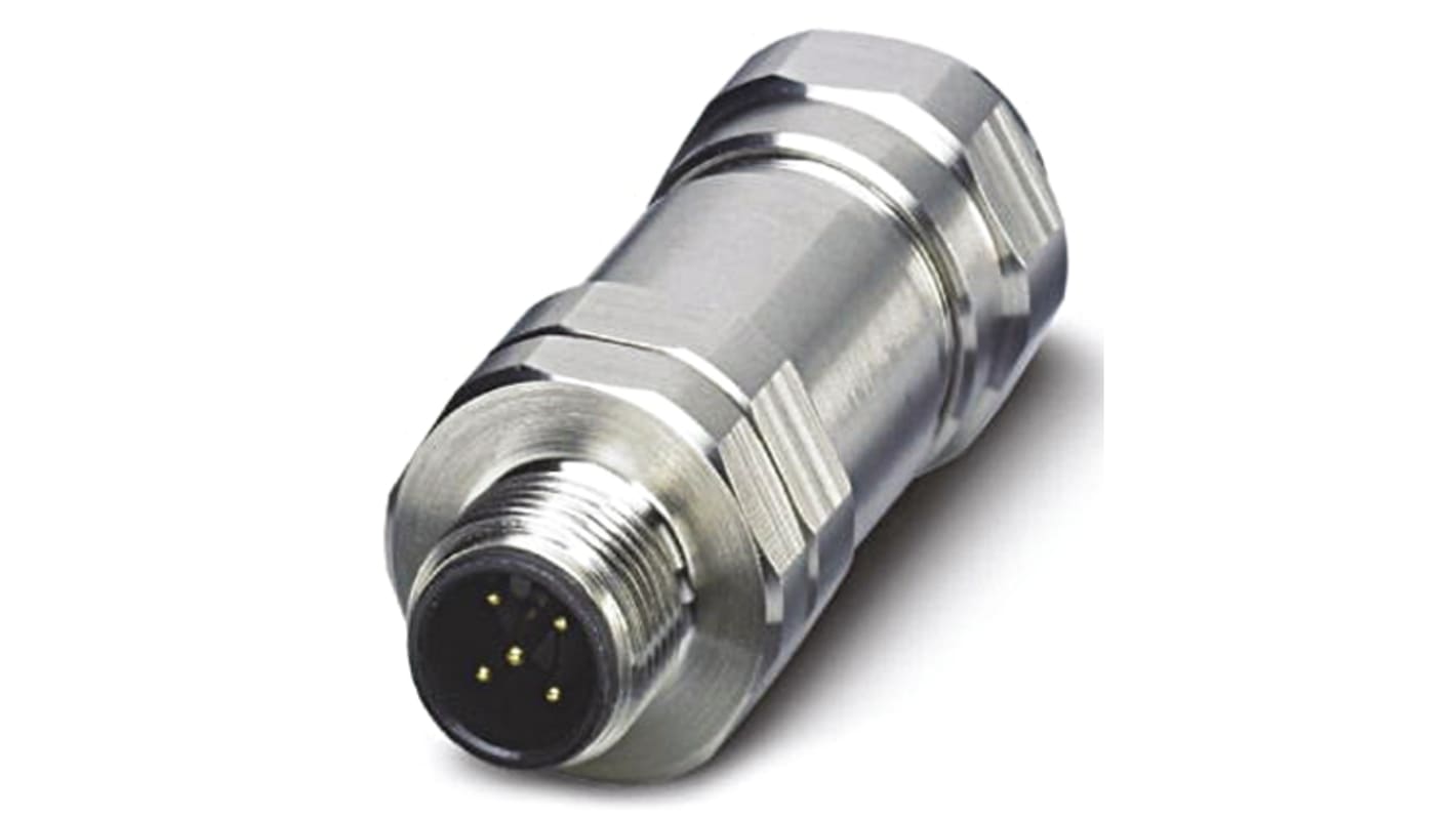 Conector circular Phoenix Contact macho serie SACC de 5 vías macho, tamaño carcasa M12, montaje aéreo, IP65, IP67, IP69K