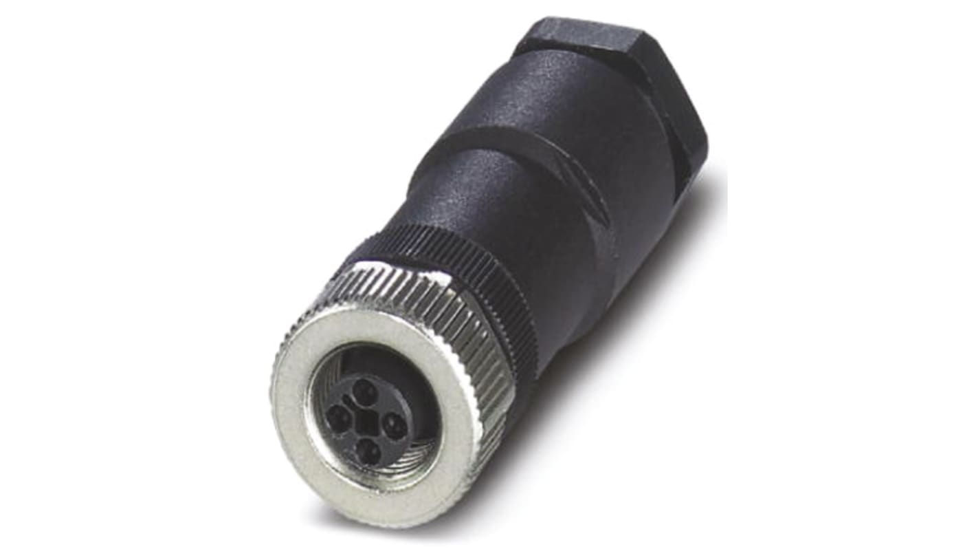 Conector circular Phoenix Contact hembra serie SACC de 4 vías hembra, tamaño carcasa M12, montaje aéreo, IP67