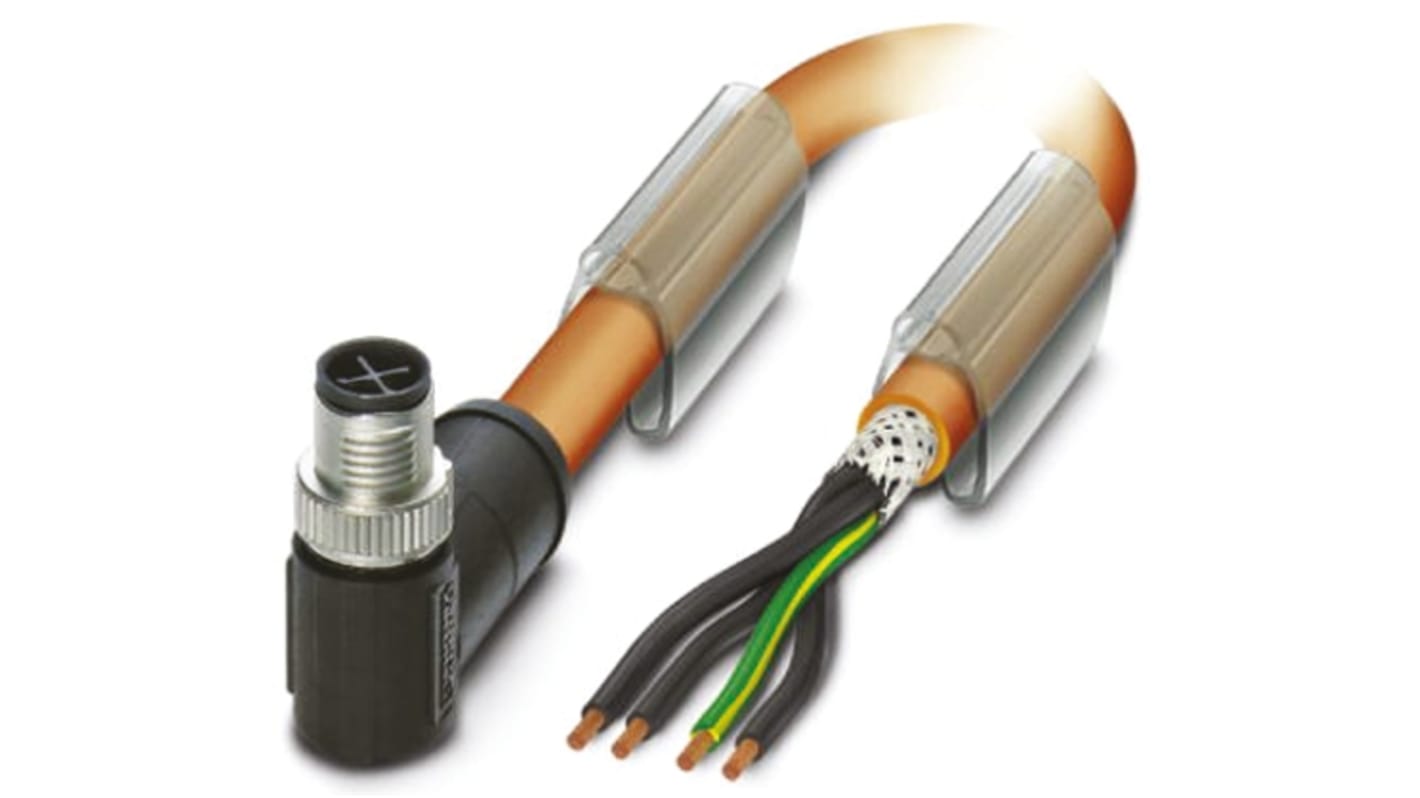 Cable de conexión Phoenix Contact, con. A M12 Macho, 4 polos, con. B Sin terminación, cod.: S, long. 3m