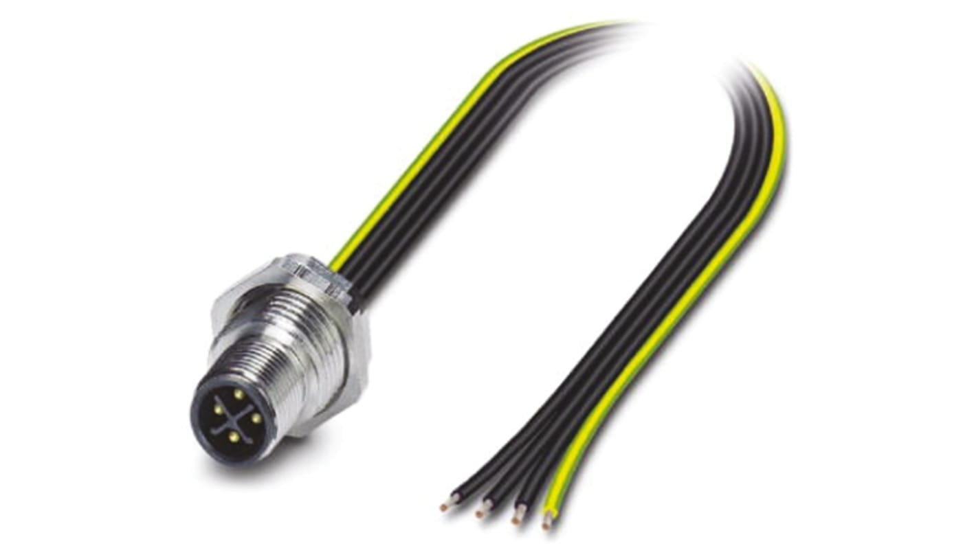 Phoenix Contact Straight Male 4 way M12 to Unterminated Sensor Actuator Cable, 5m