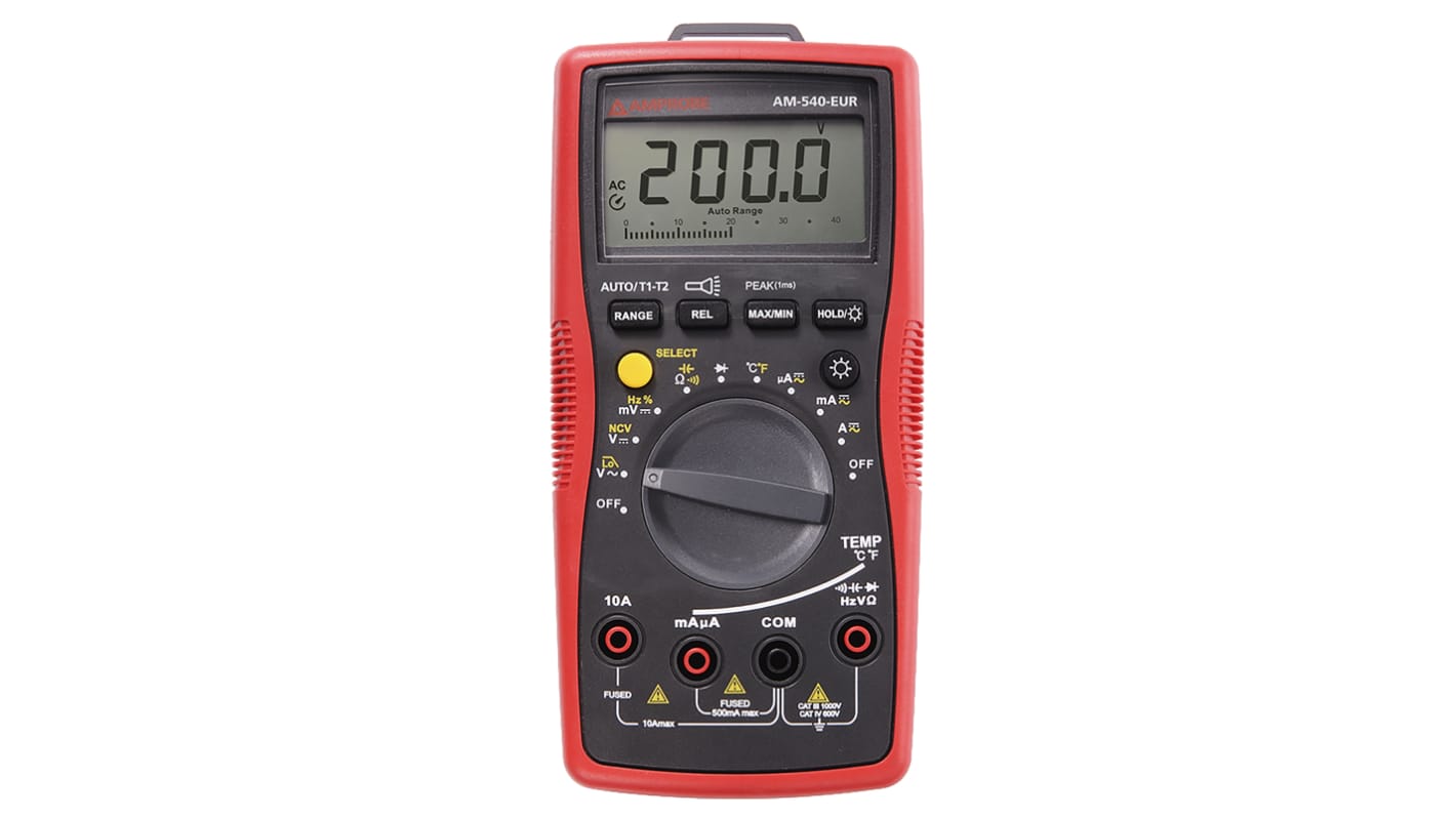 BEHA-Amprobe AM-540-EUR HandLCD Digital-Multimeter, CAT III, CAT IV 1000V ac / 10A ac, 60MΩ, DKD/DAkkS-kalibriert