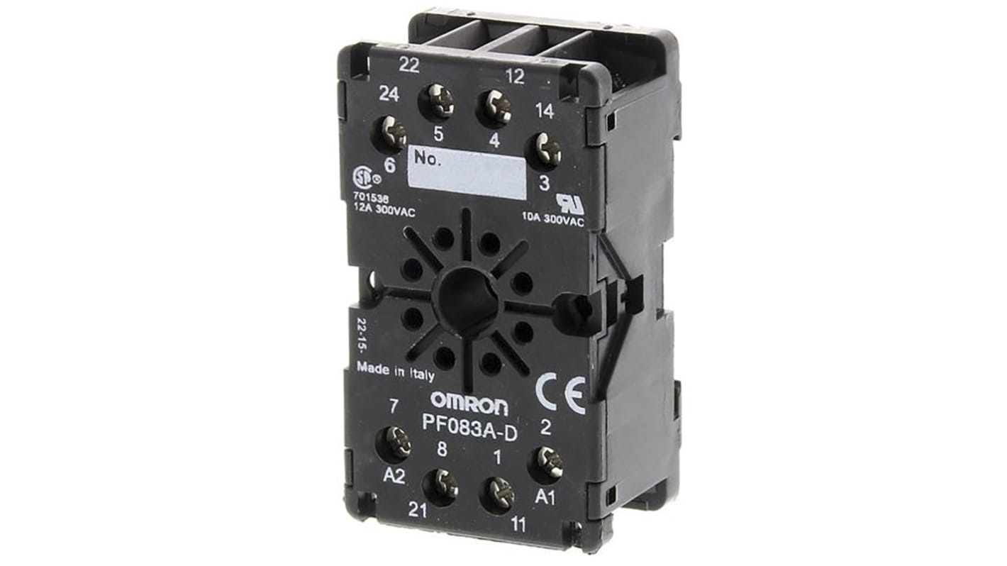 PF083AD Omron 8 Pin 250V ac DIN Rail Relay Socket, for use with MKS