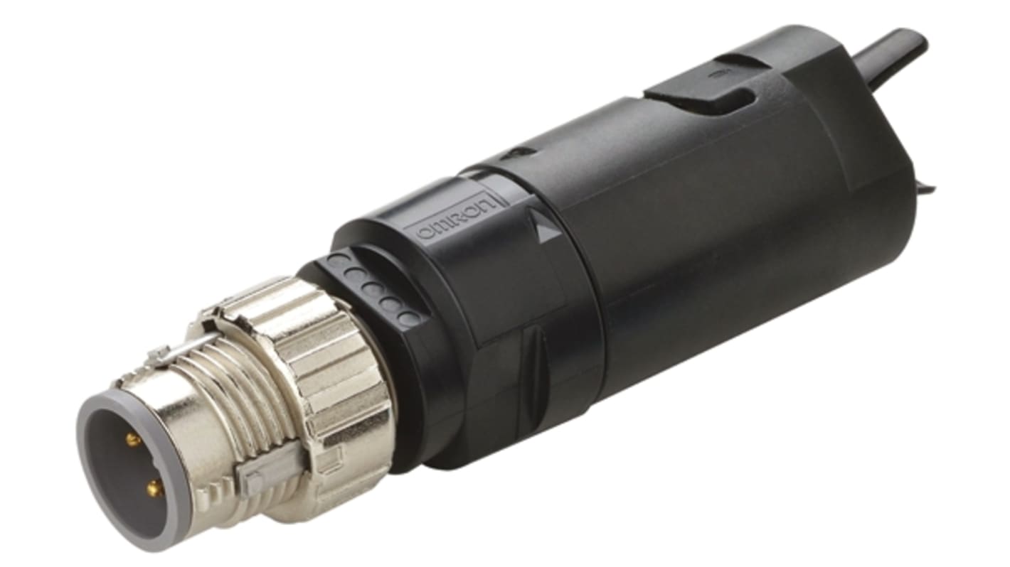 Omron Circular Connector, 4 Contacts, Cable Mount, M12 Connector, Plug, Male, IP67, XS5 Series