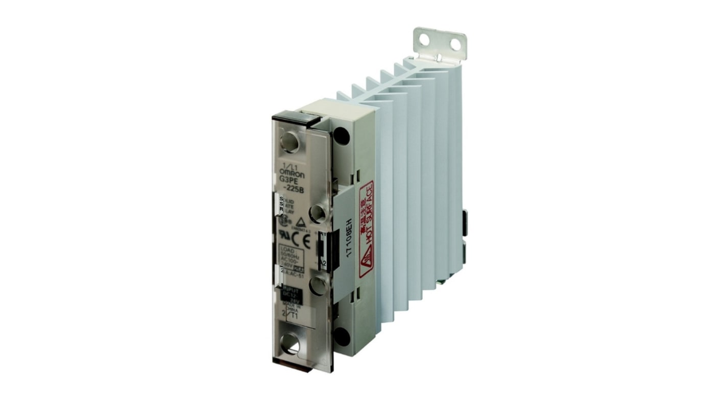 Omron G3PE Three Phase Series Solid State Relay, 25 A Load, DIN Rail Mount, 240 V ac Load, 24 V dc Control