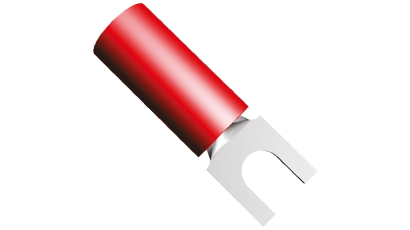 TE Connectivity PIDG Rot Isoliert Gabelkabelschuh B. 5.54mm Nylon, min. 0.26mm², max. 1.65mm² 22AWG 16AWG, Nicht