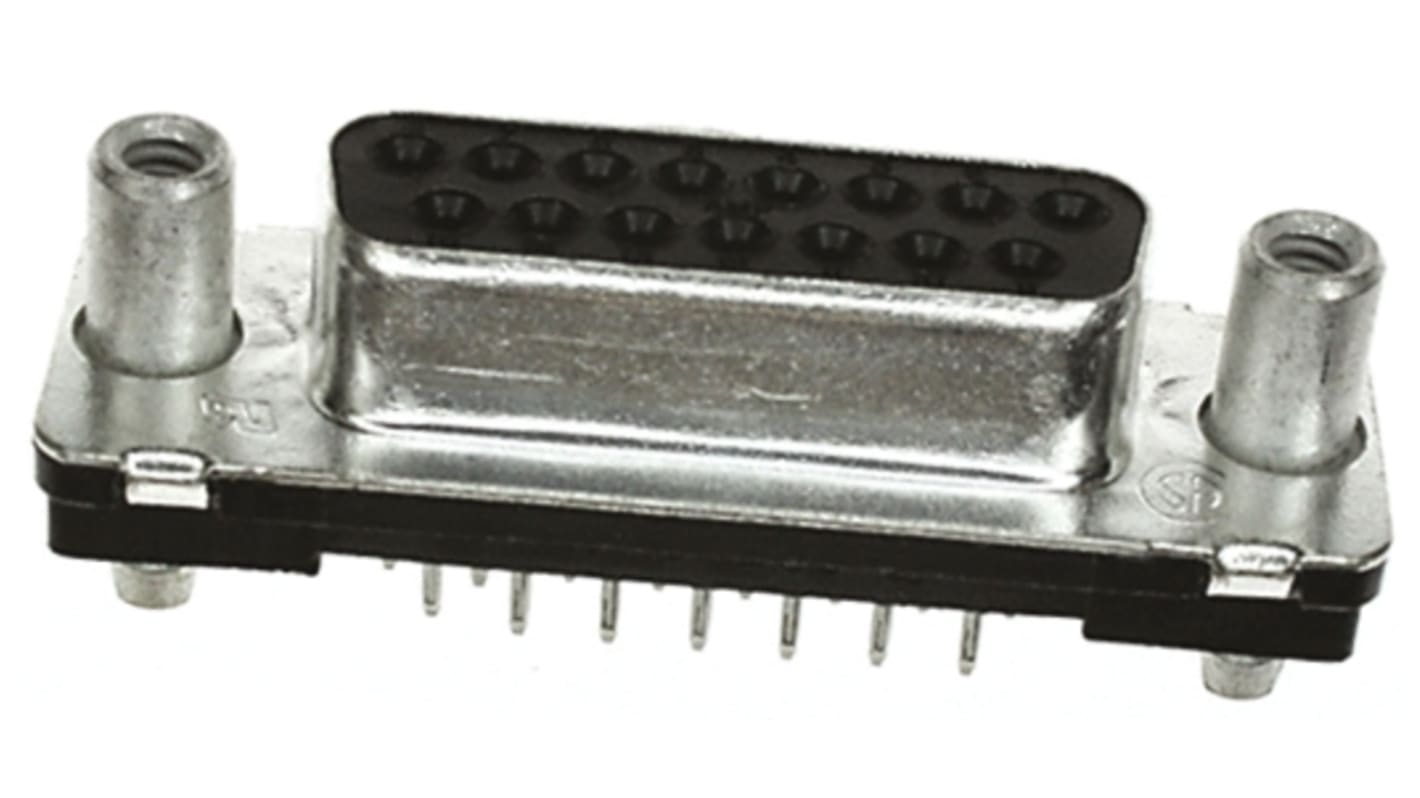 TE Connectivity Amplimite HD-20 15 Way Through Hole D-sub Connector Socket, 2.74mm Pitch, with 4-40 UNC PCB Retention