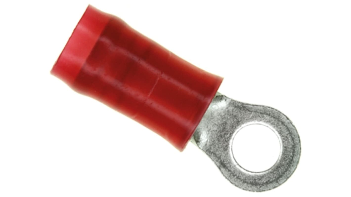 TE Connectivity, PIDG Insulated Ring Terminal, M2.5 Stud Size, 0.26mm² to 1.65mm² Wire Size, Red