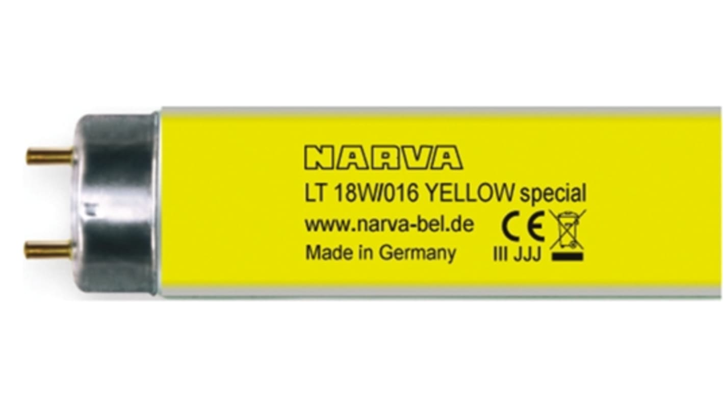LT 18W/016 YELLOW Narva 18 W T8 Fluorescent Tube Yellow, 600mm, G13 RS