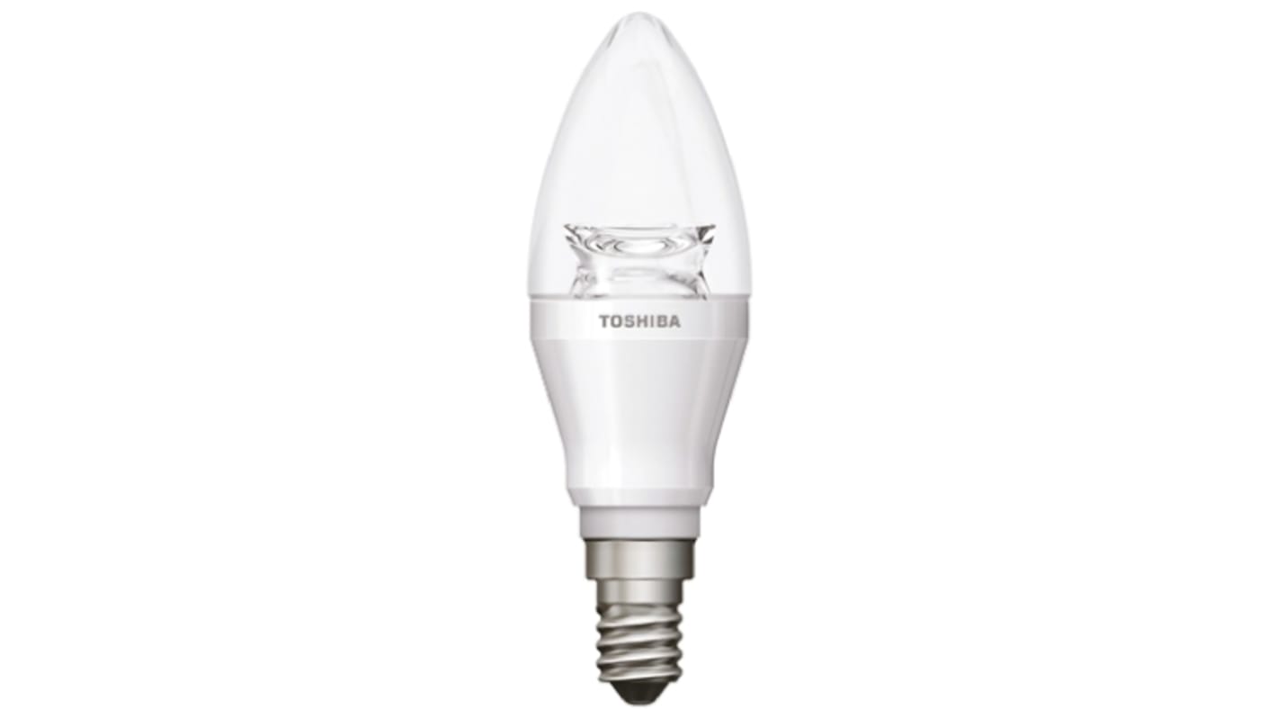Lámpara LED de vela en forma de vela Toshiba, E-core, 240 V, 6 W, casquillo E14, regulable, Blanco Cálido, 2700K, 260
