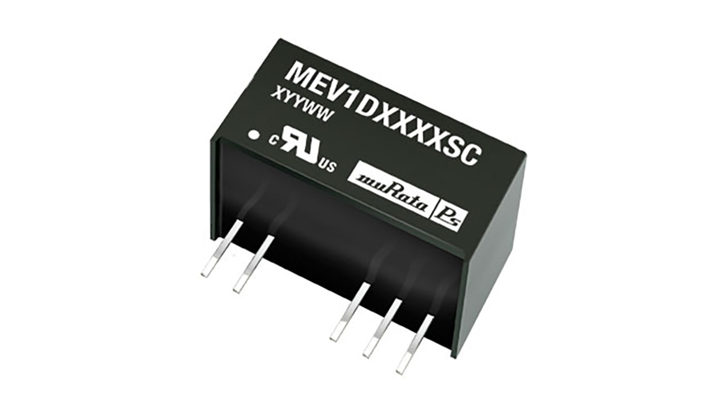 Murata Power Solutions MEV1 DC-DC Converter, ±15V dc/ ±33mA Output, 4.5 → 5.5 V dc Input, 1W, Through Hole,