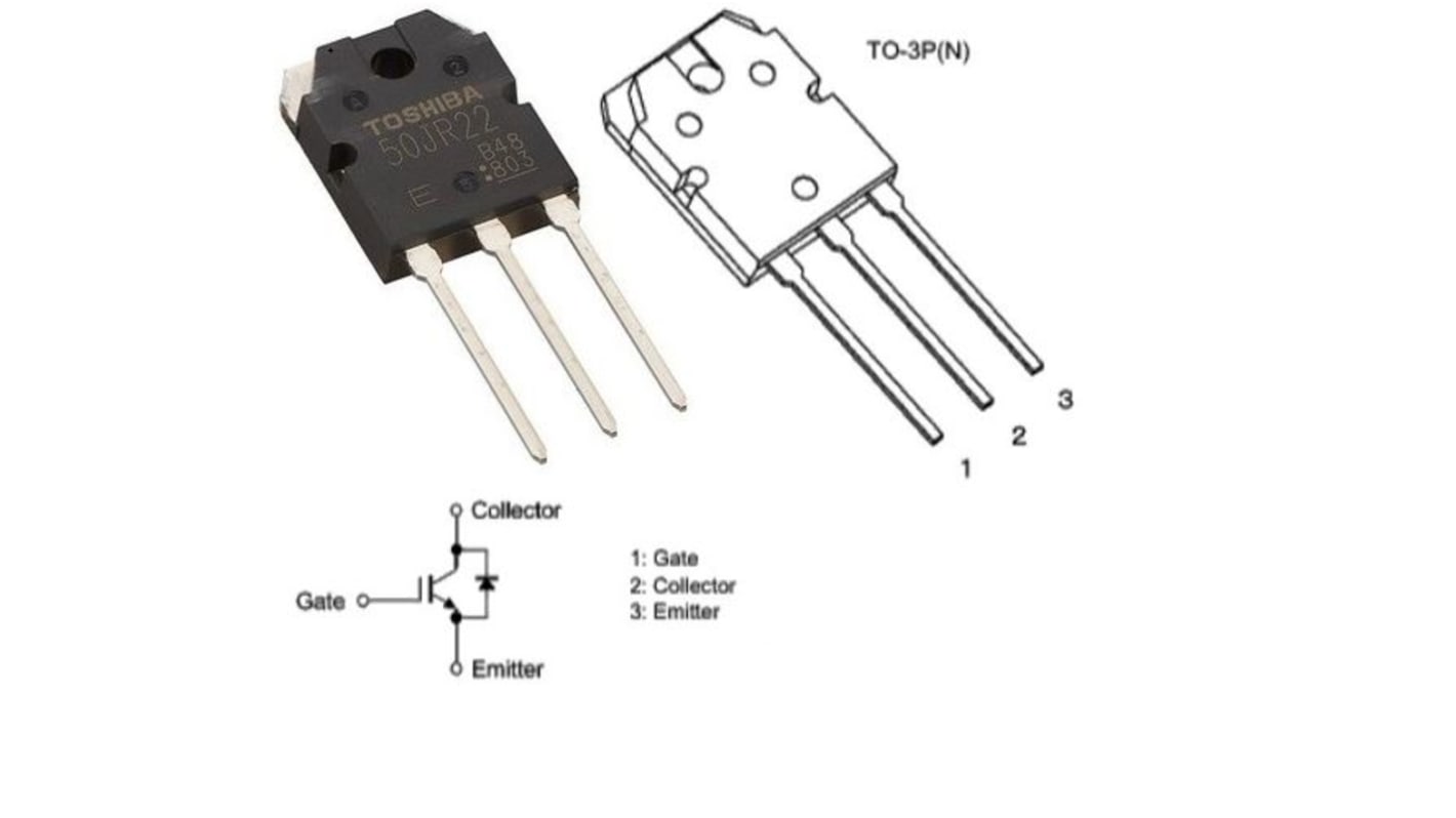 GT50JR22, IGBT, N-Kanal, 50 A 600 V 1MHz, 3 ben, TIL-3P Enkelt