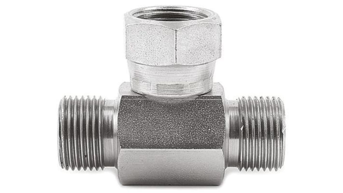 Hydrauliczny adapter teowy gwintowany 6S6MK4S, Connector A G 3/8 męskie Connector B G 3/8 męskie Parker