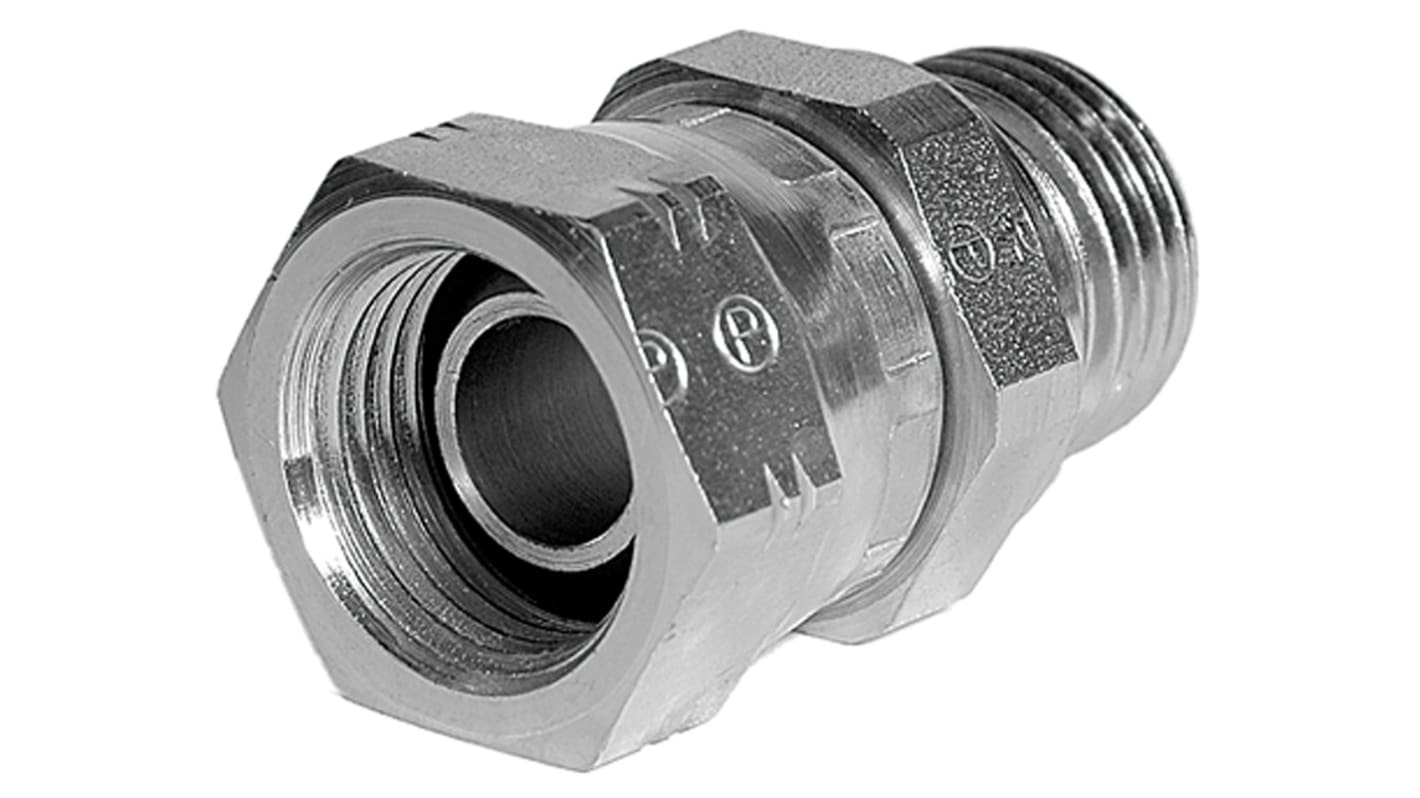 Adaptador roscado recto hidráulico, Parker, 8-12F6MK4S, Connector A G 1/2, Connector B Macho G 3/4