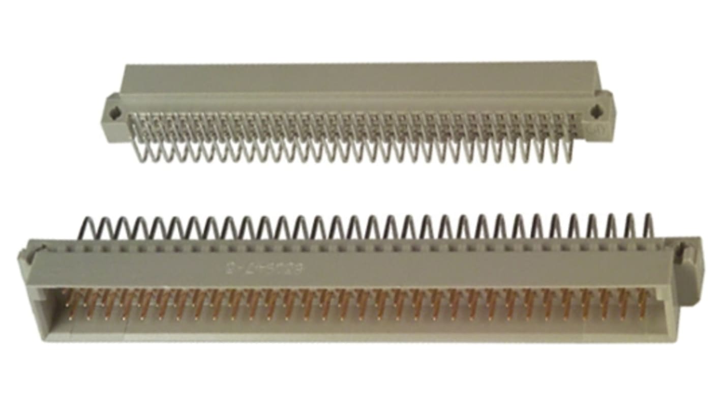Conector DIN 41612 macho Ángulo de 90° TE Connectivity de 96 contactos serie Eurocard, paso 2.54mm, 3 filas, clase C2