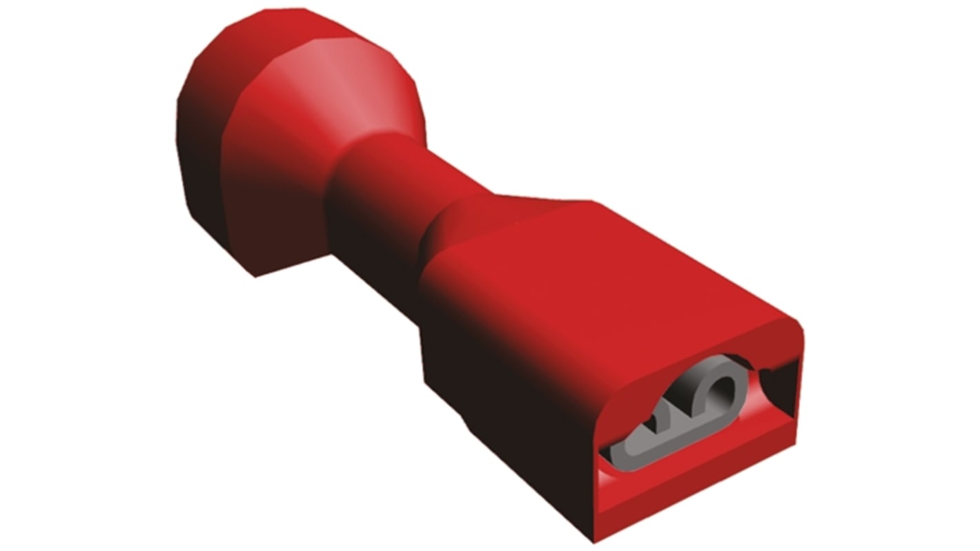 TE Connectivity Ultra-Fast .110 Red Insulated Female Spade Connector, Receptacle, 2.79 x 0.51mm Tab Size, 0.3mm² to