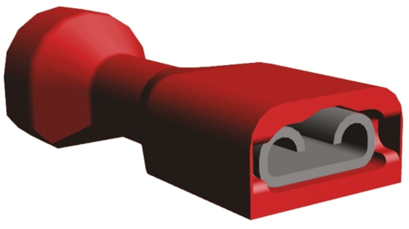 TE Connectivity Ultra-Fast .187 Red Insulated Female Spade Connector, Receptacle, 4.75 x 0.81mm Tab Size, 0.3mm² to