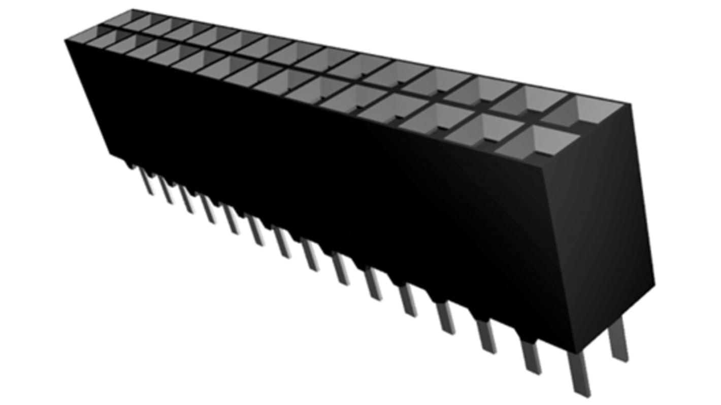 Conector hembra para PCB TE Connectivity serie AMPMODU MOD II, de 30 vías en 2 filas, paso 2.54mm, 333 V, 12A, Montaje