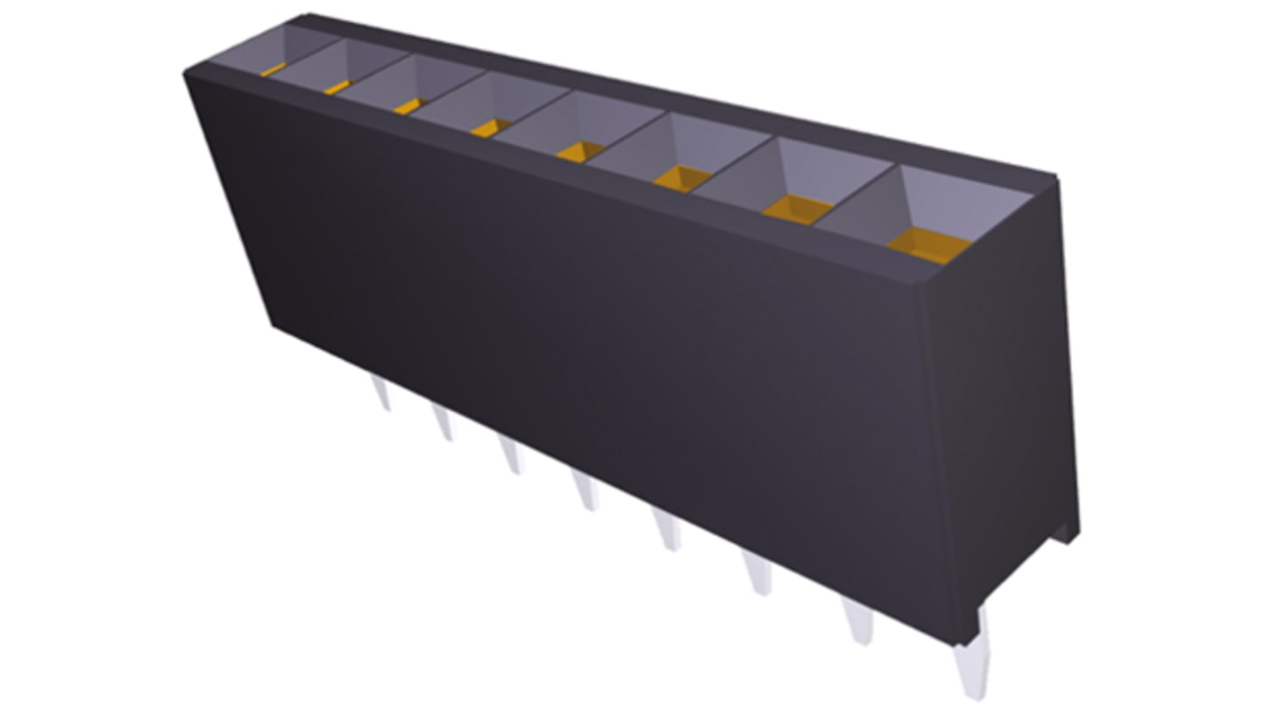 Connecteur femelle pour CI, 8 contacts, 1 rangée, 2.54mm, Traversant, Droit