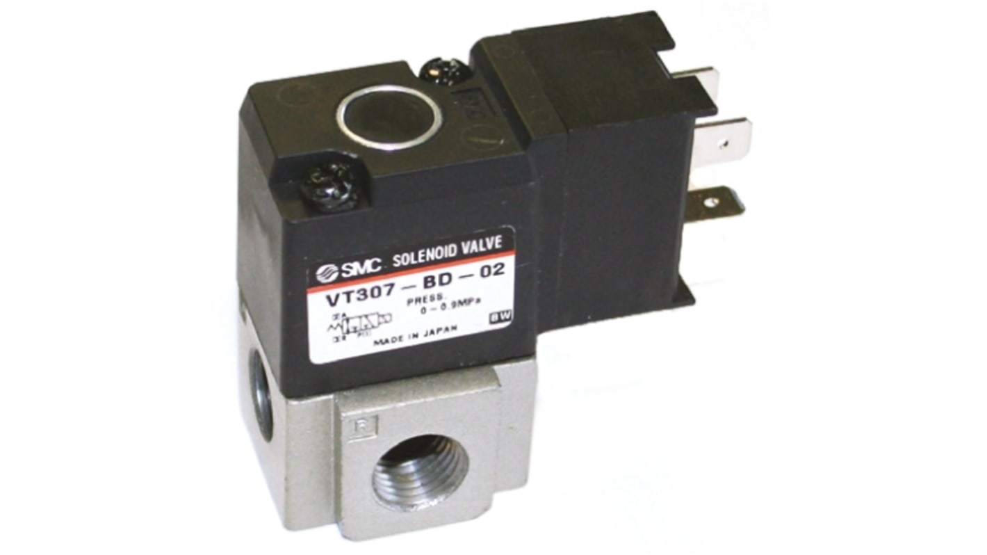 Electroválvula neumática SMC, Serie VT307, Rosca G 1/8, Función 3/2, Solenoide/Solenoide, Colector