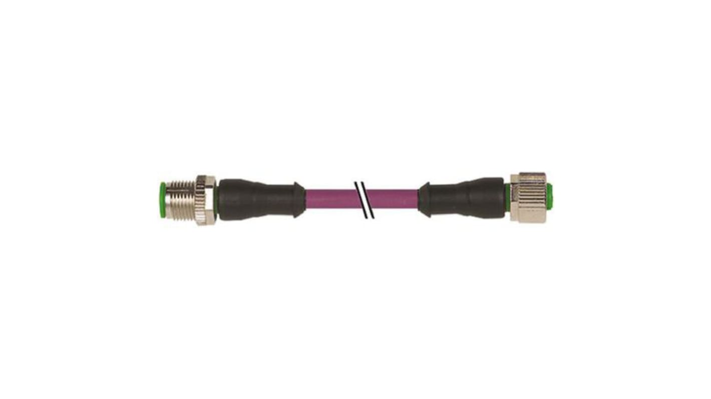 Cable de conexión Murrelektronik Limited, con. A M12 Hembra, 4 polos, con. B M12 Macho, 4 polos, cod.: D, long. 3m, 4 A