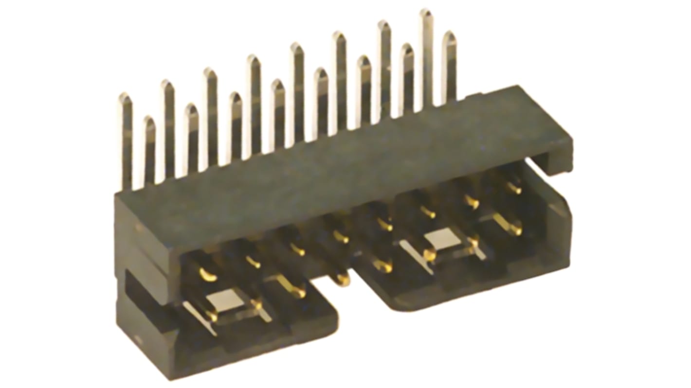 Conector macho para PCB Ángulo de 90° Molex serie Milli-Grid de 16 vías, 2 filas, paso 2.0mm, para soldar, Montaje en
