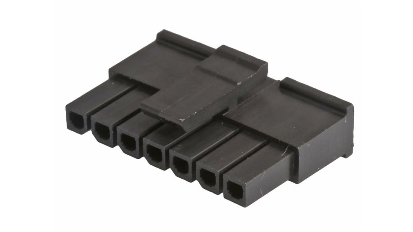 Carcasa de conector Molex 43645-0700, Serie Micro-Fit 3.0, paso: 3mm, 7 contactos, , 1 fila filas, Recto, Hembra,