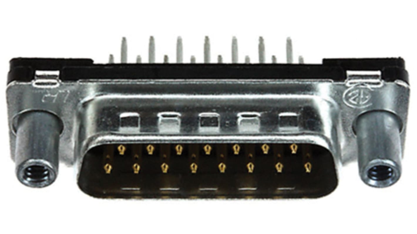 Conector D-sub TE Connectivity, Serie Amplimite HD-20, paso 2.743mm, Recto, Montaje en orificio pasante, Macho,