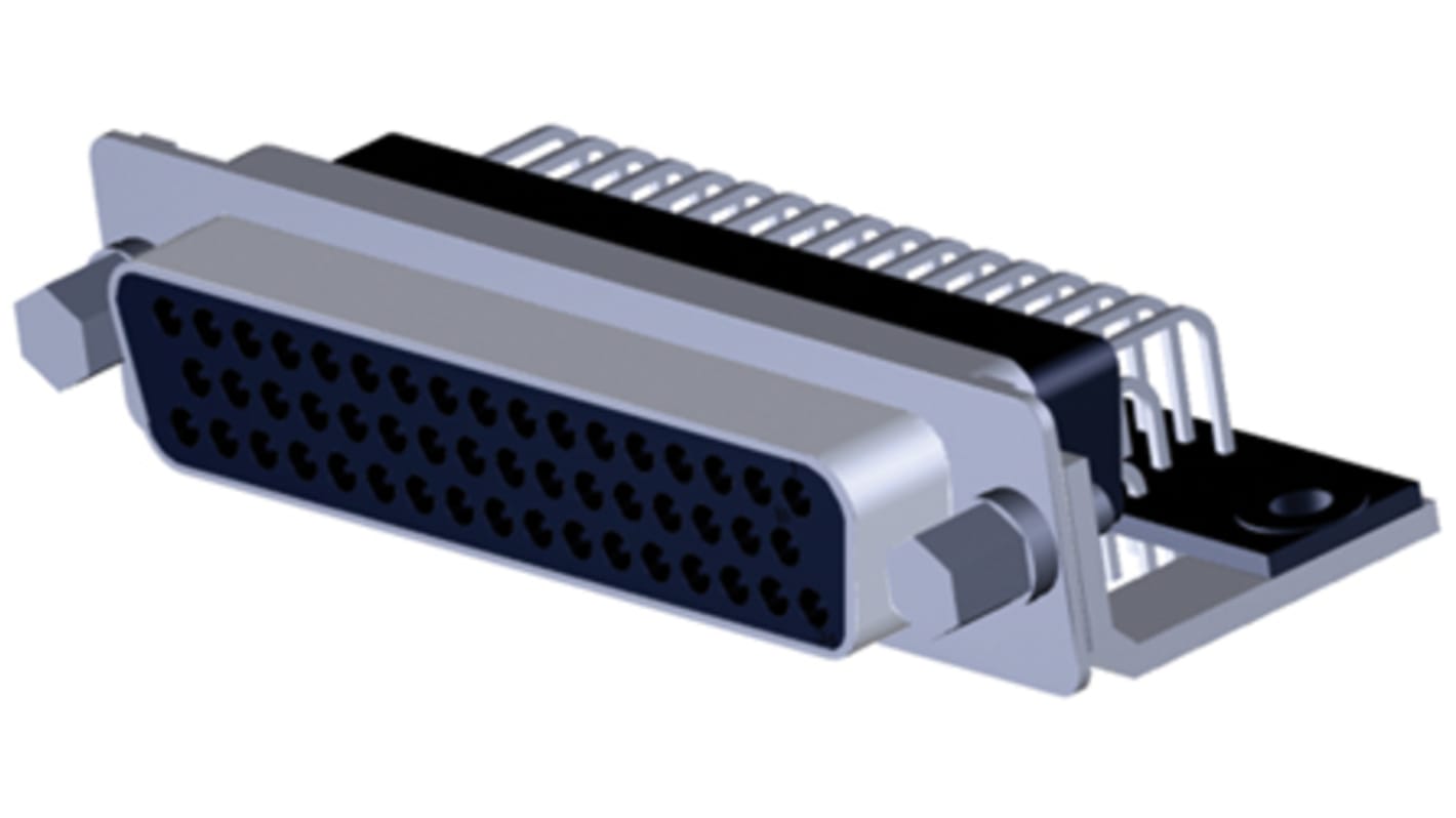 TE Connectivity Amplimite HD-20 50 Way Right Angle Through Hole PCB D-sub Connector Socket, 2.768mm Pitch, with 4-40