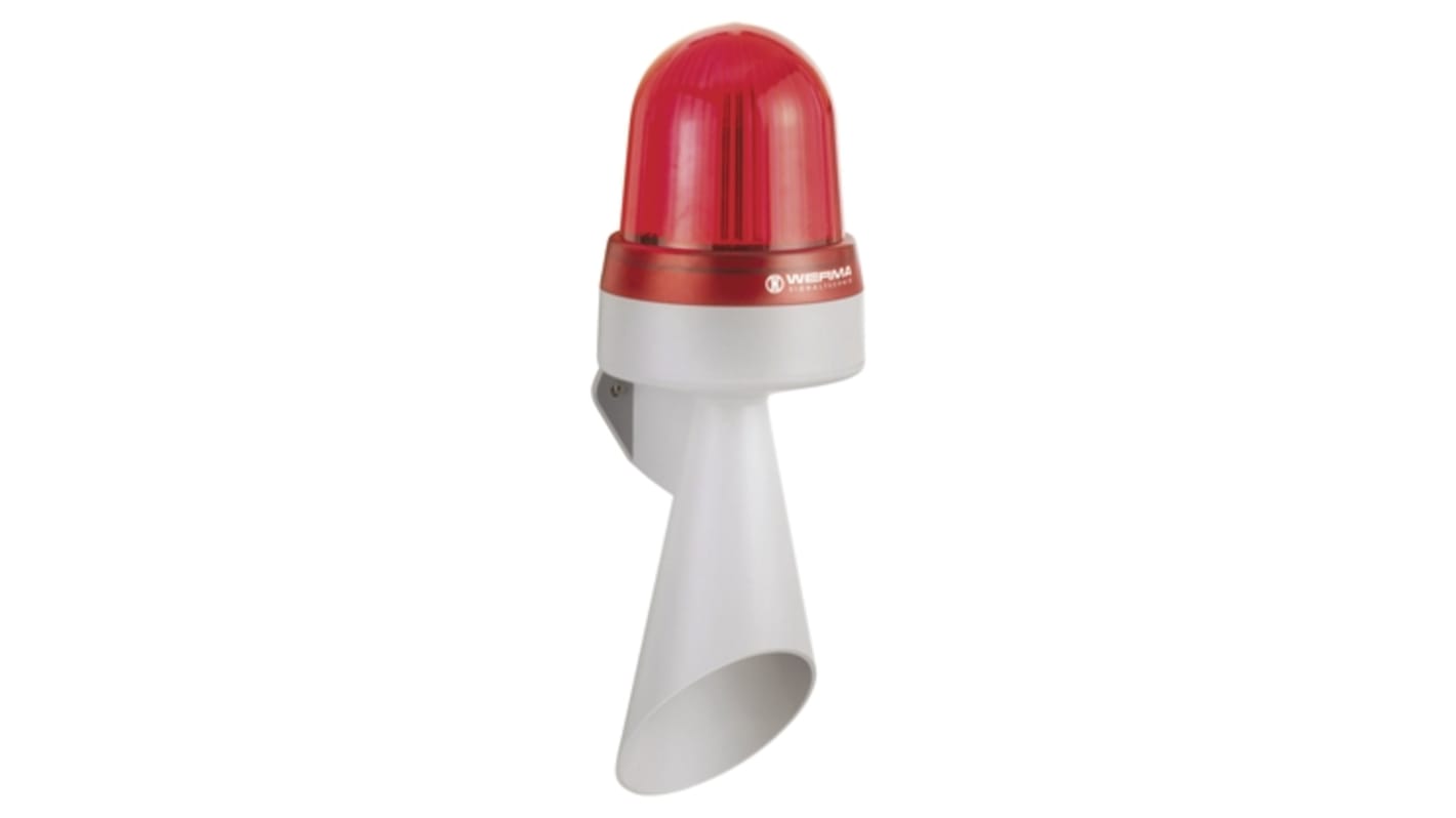 Werma 435 Series Red Horn Beacon, 10 → 48 V ac/dc, Bracket Mount, 108dB at 1 Metre