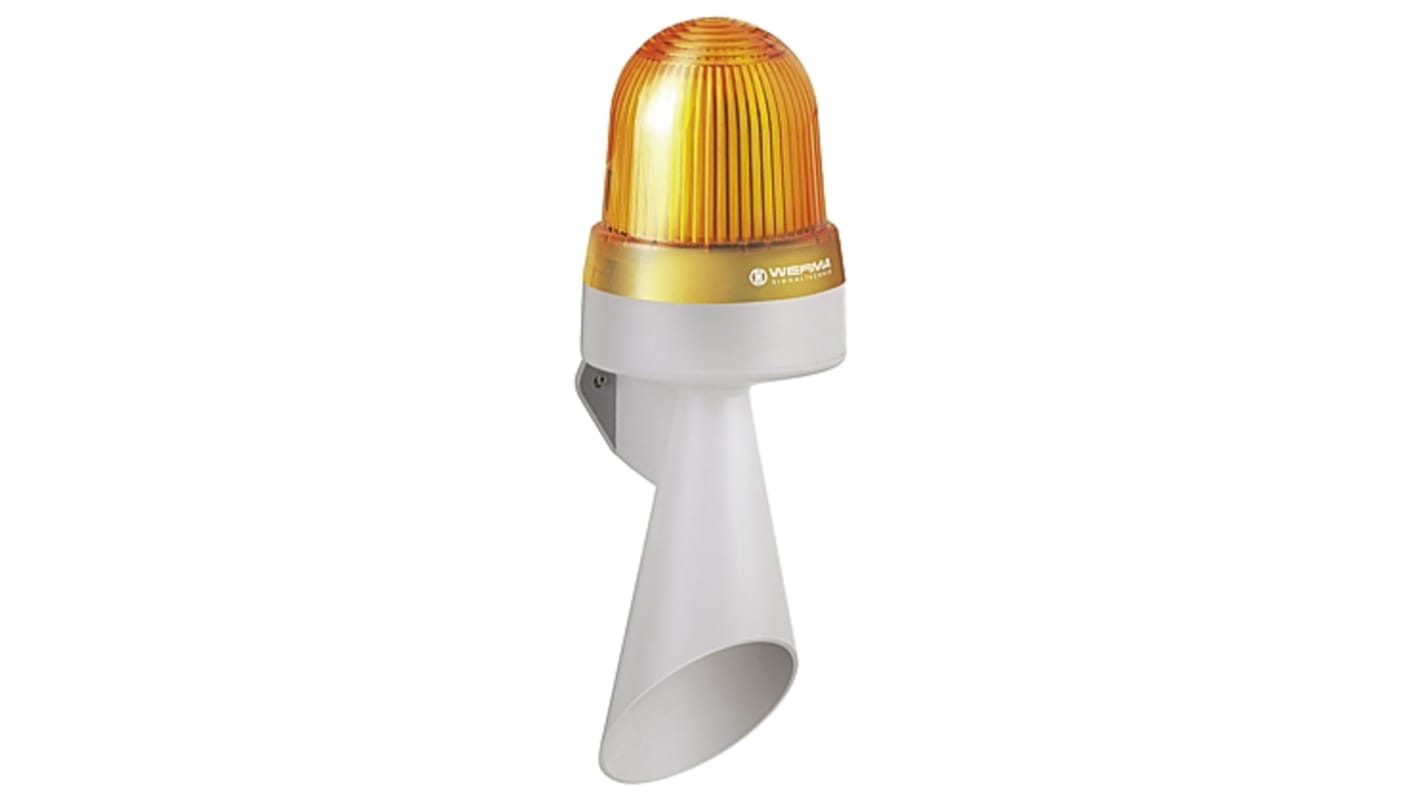 Werma 435 Series Yellow Horn Beacon, 10 → 48 V ac/dc, Bracket Mount, 108dB at 1 Metre