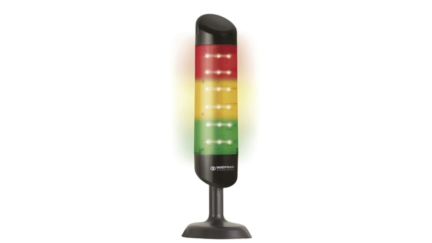 Columna de señalización Werma Kompakt, LED, con 3 elementos Transparente, 85dB @ 1 m, 24 V dc